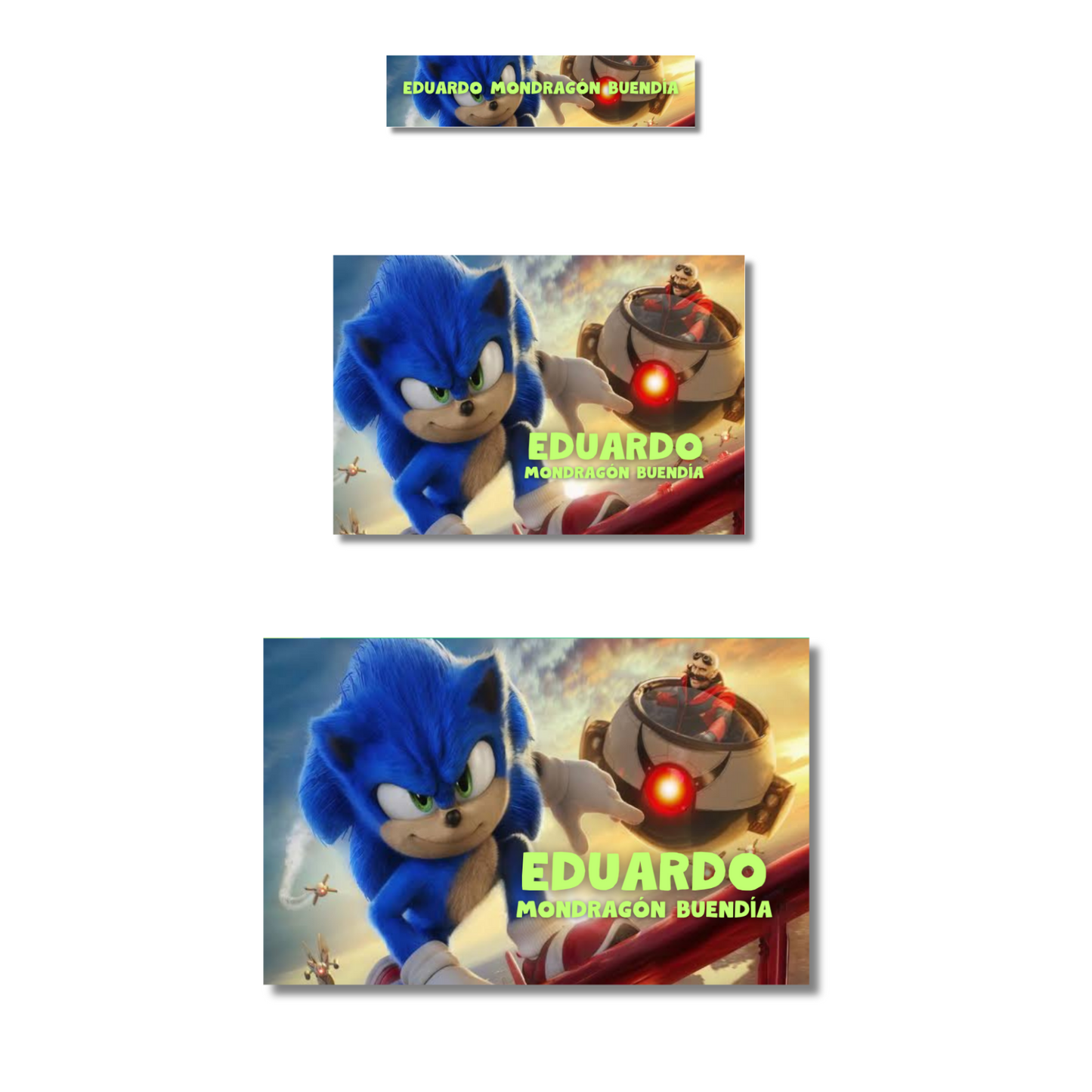 Sonic & Dr. Eggman Etiquetas Escolares Personalizadas Libretas, Libros y Lápices