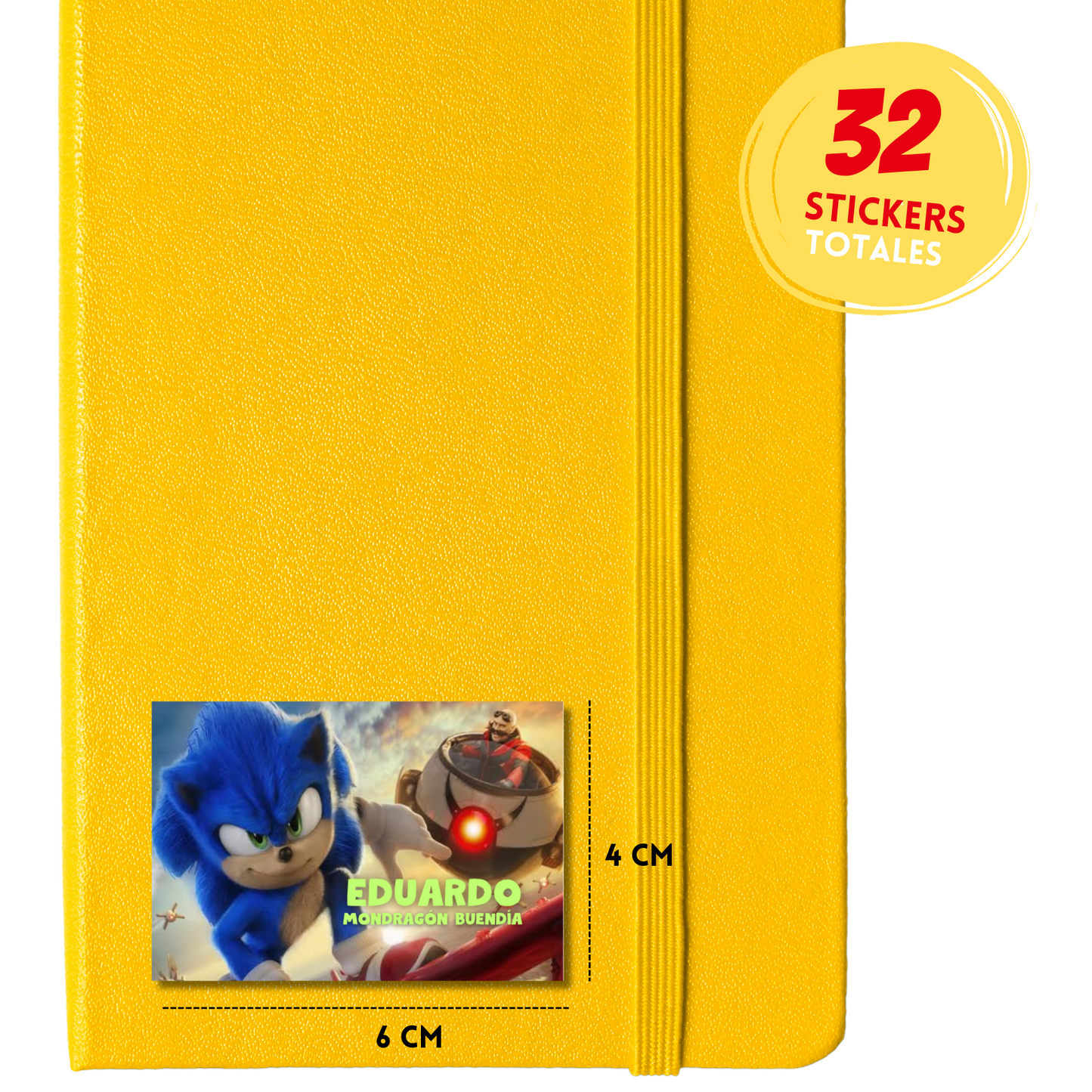 Sonic & Dr. Eggman Etiquetas Escolares Personalizadas Libretas, Libros y Lápices