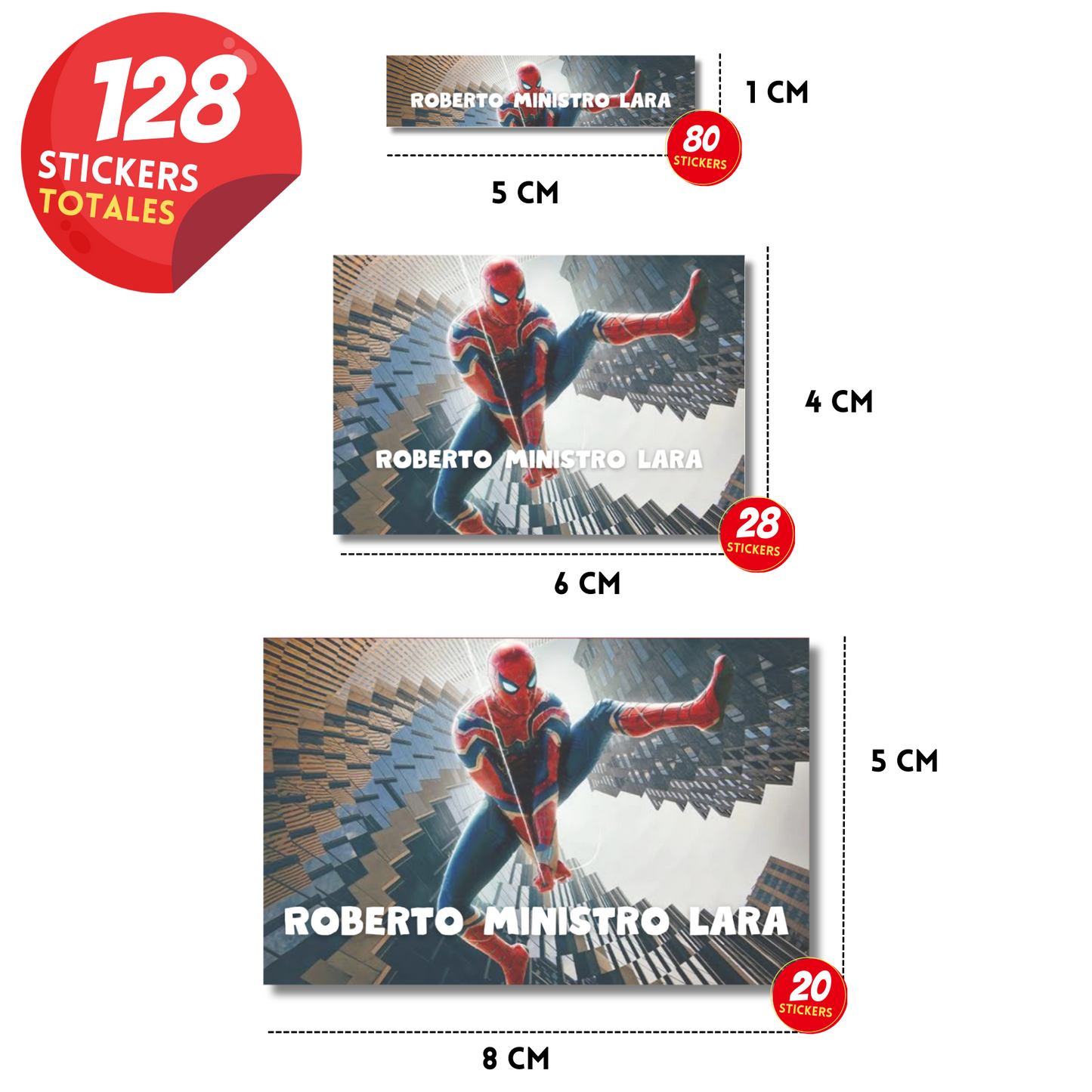 Spiderman Etiquetas Escolares Personalizadas Libretas, Libros y Lápices