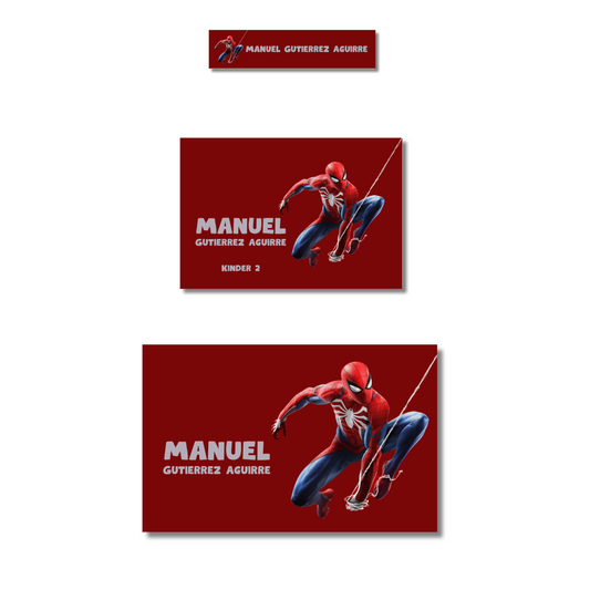 Spiderman Con Fondo Rojo Etiquetas Escolares Personalizadas Libretas, Libros y Lápices