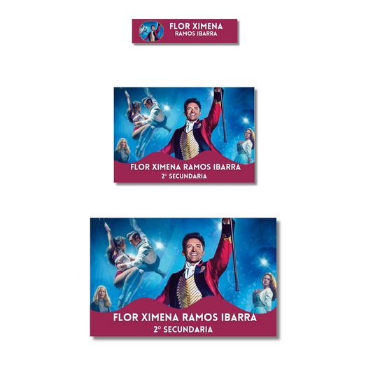 The Greatest Showman Etiquetas Escolares Personalizadas Libretas, Libros y Lápices