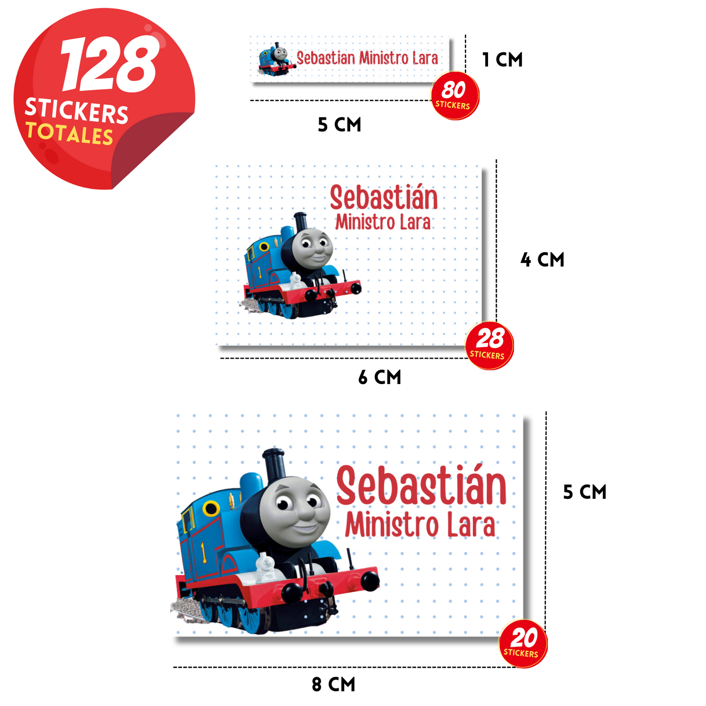 Thomas Train Con Puntos Etiquetas Escolares Personalizadas Libretas, Libros y Lápices