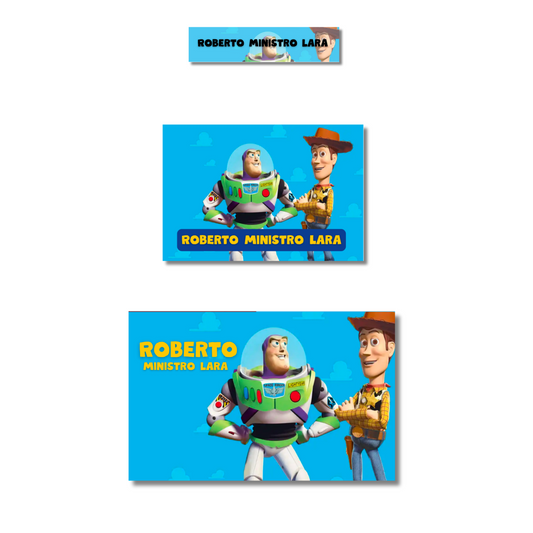 Toy Story Woody Con Buzz Etiquetas Escolares Personalizadas Libretas, Libros y Lápices