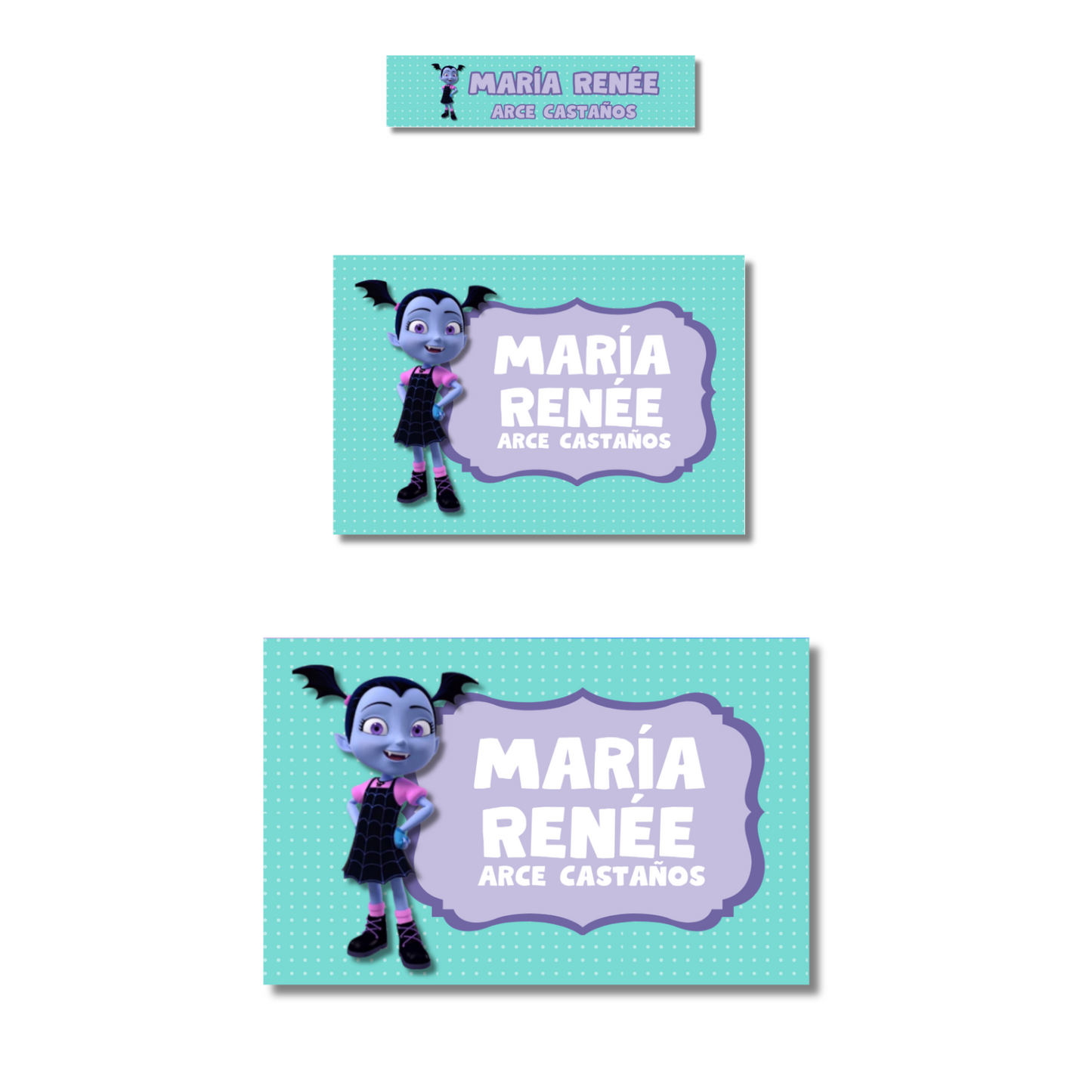 Vampirina Etiquetas Escolares Personalizadas Libretas, Libros y Lápices