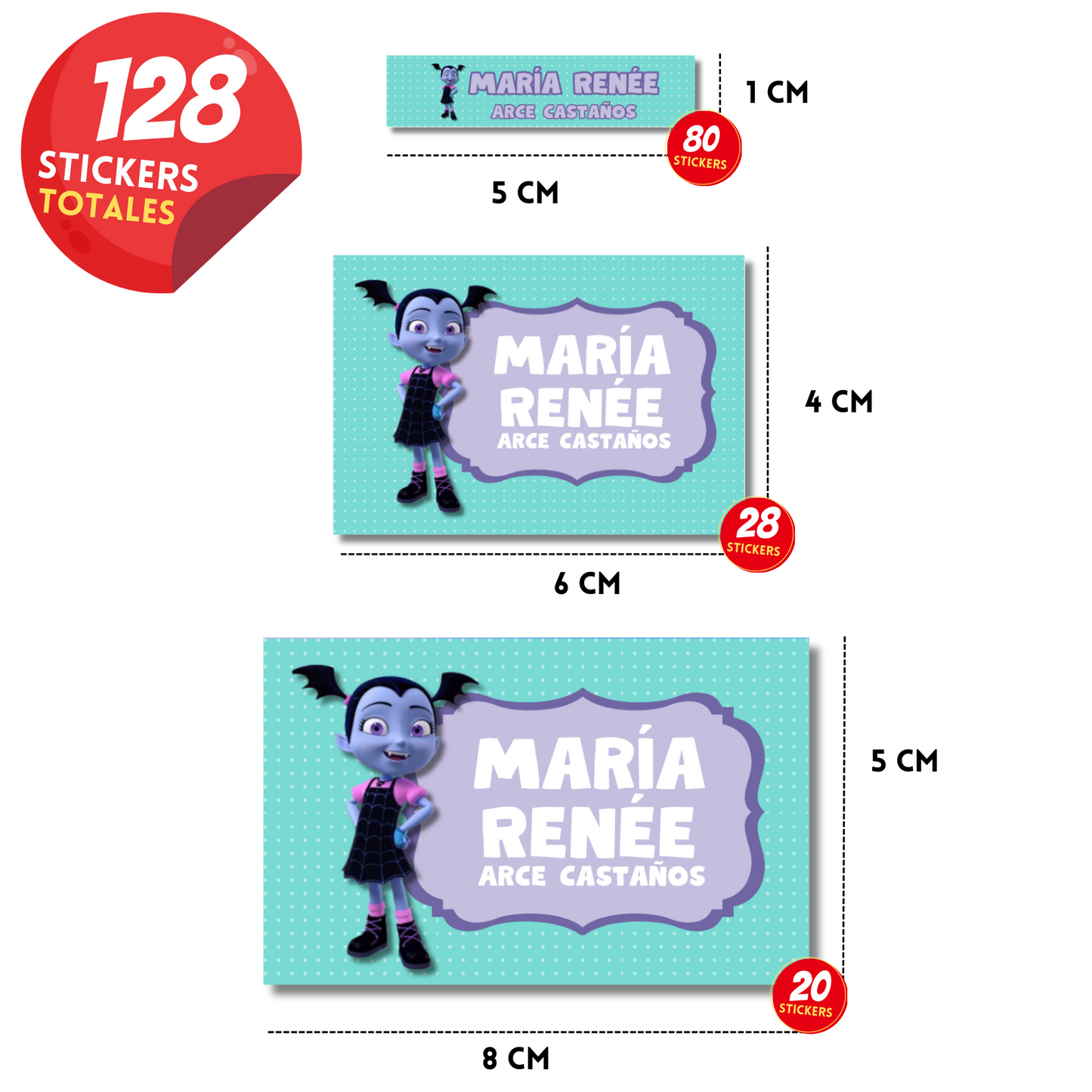 Vampirina Etiquetas Escolares Personalizadas Libretas, Libros y Lápices