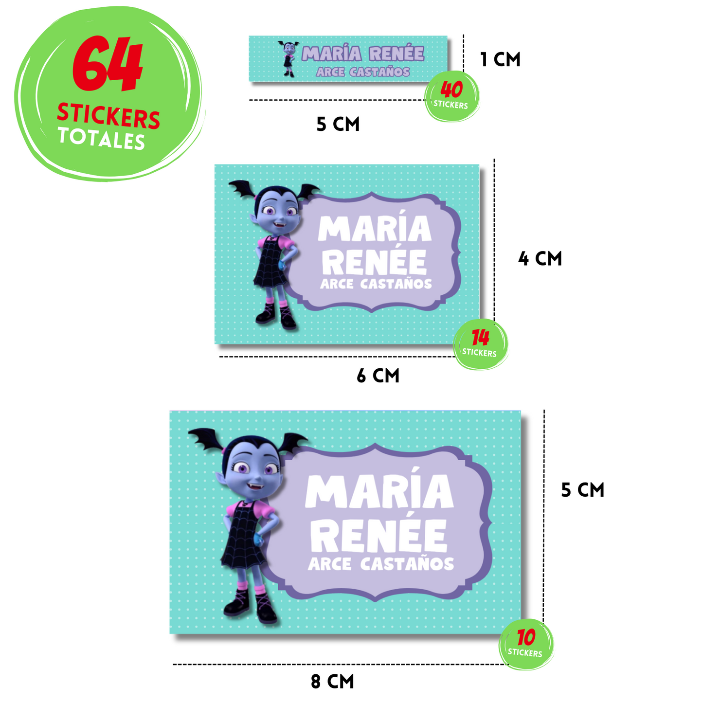 Vampirina Etiquetas Escolares Personalizadas Libretas, Libros y Lápices