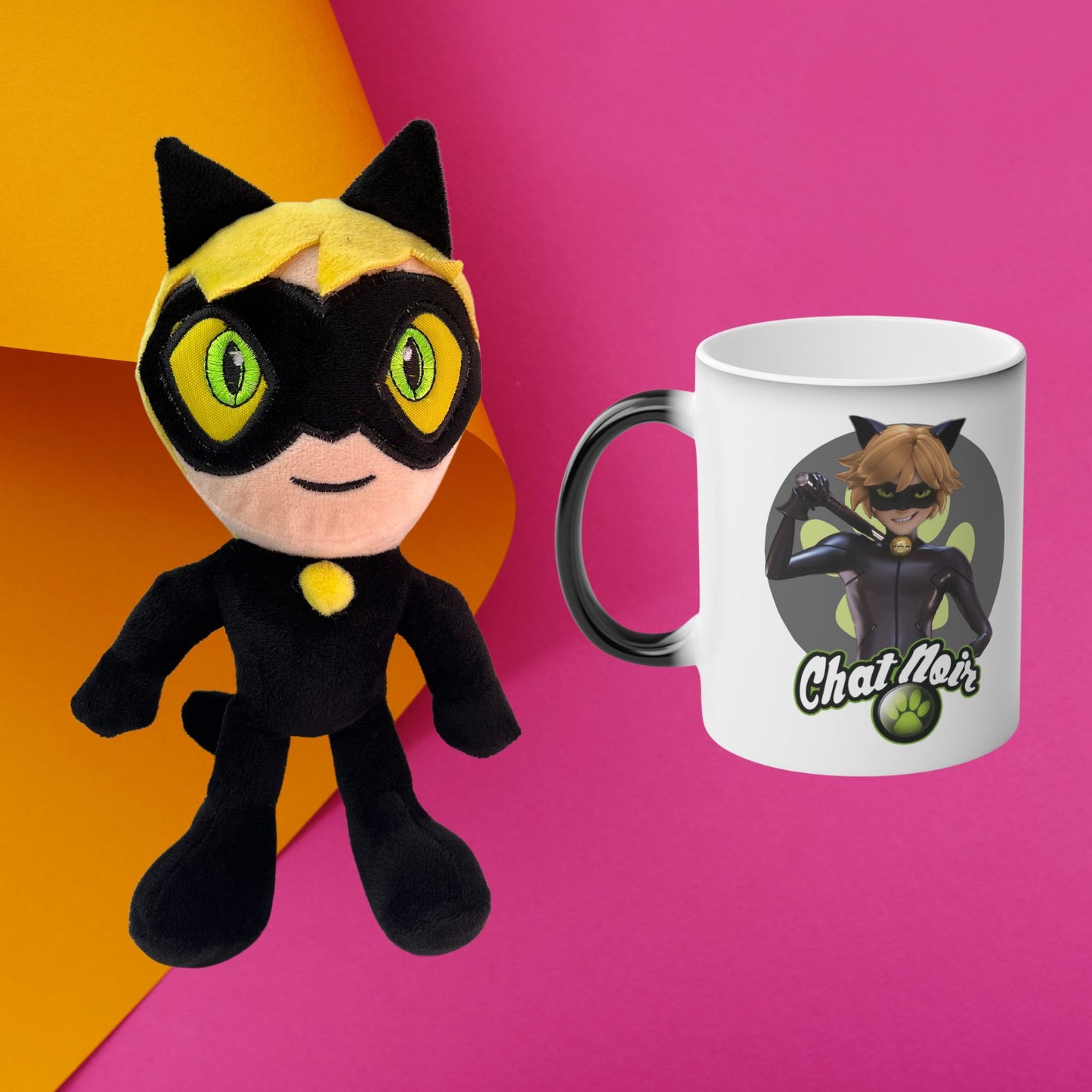 Chat Noir Kit Regalo Peluche Cariñoso + Taza Mágica Personalizada