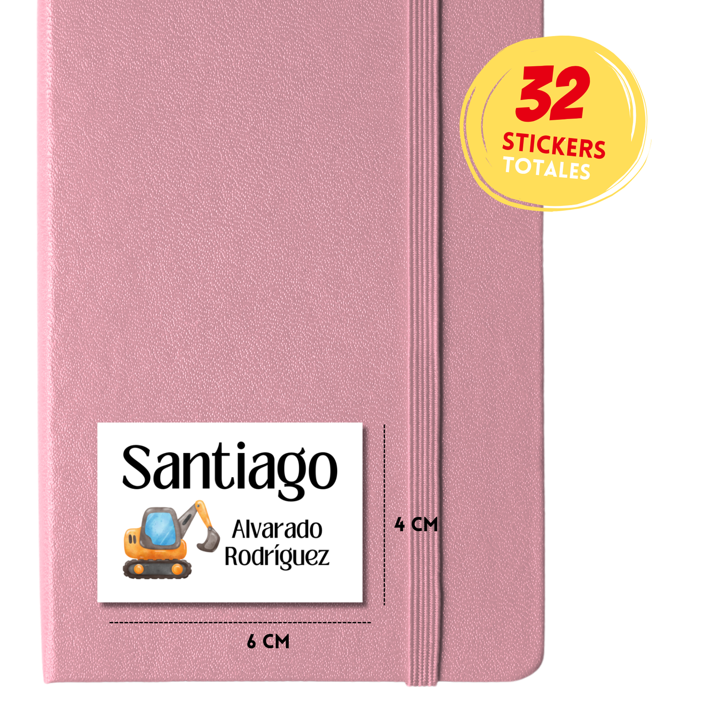Construcción camión Retro excavadora Etiquetas Escolares Personalizadas Libretas, Libros y Lápices