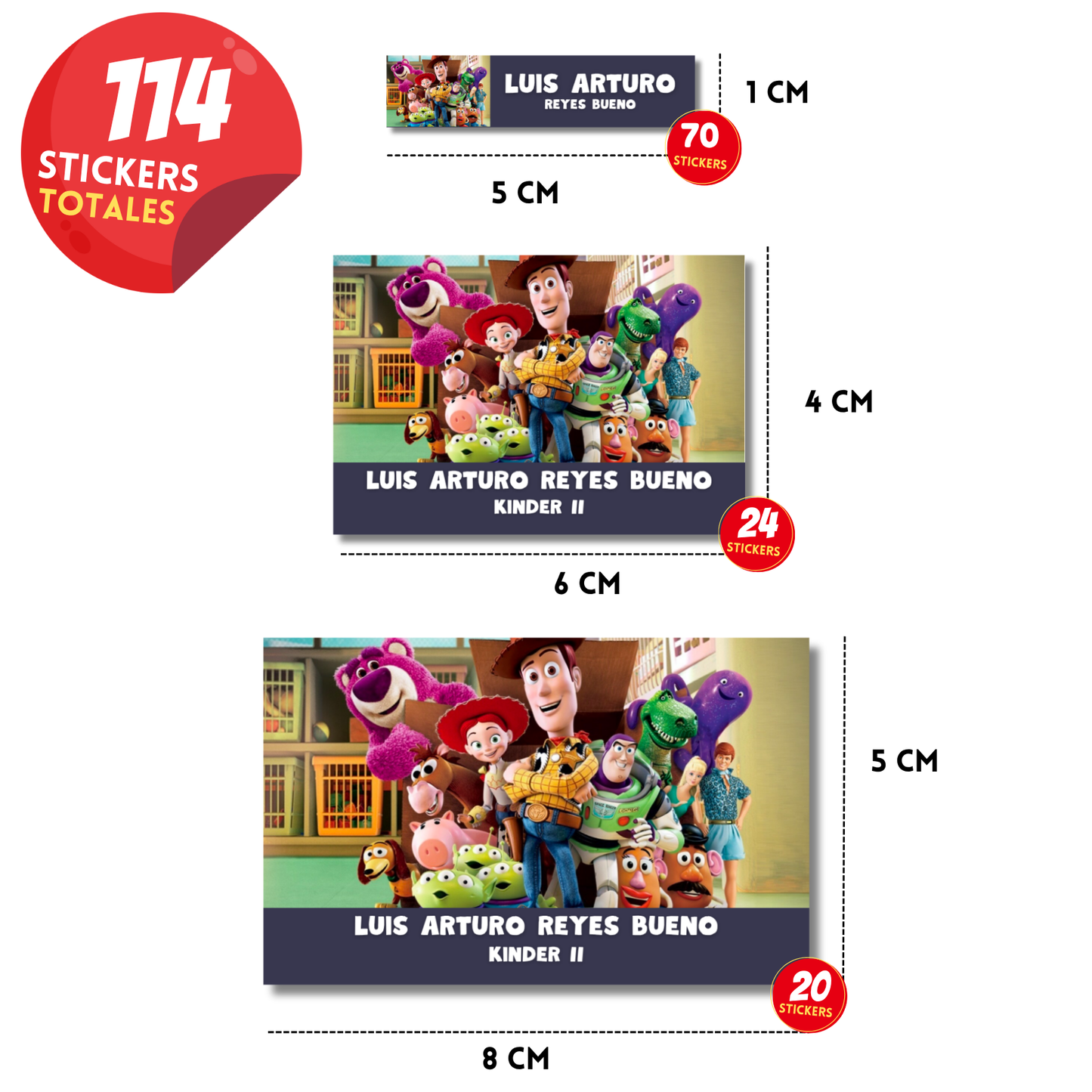 Toy Story 3 Etiquetas Escolares Personalizadas Libretas, Libros y Lápices