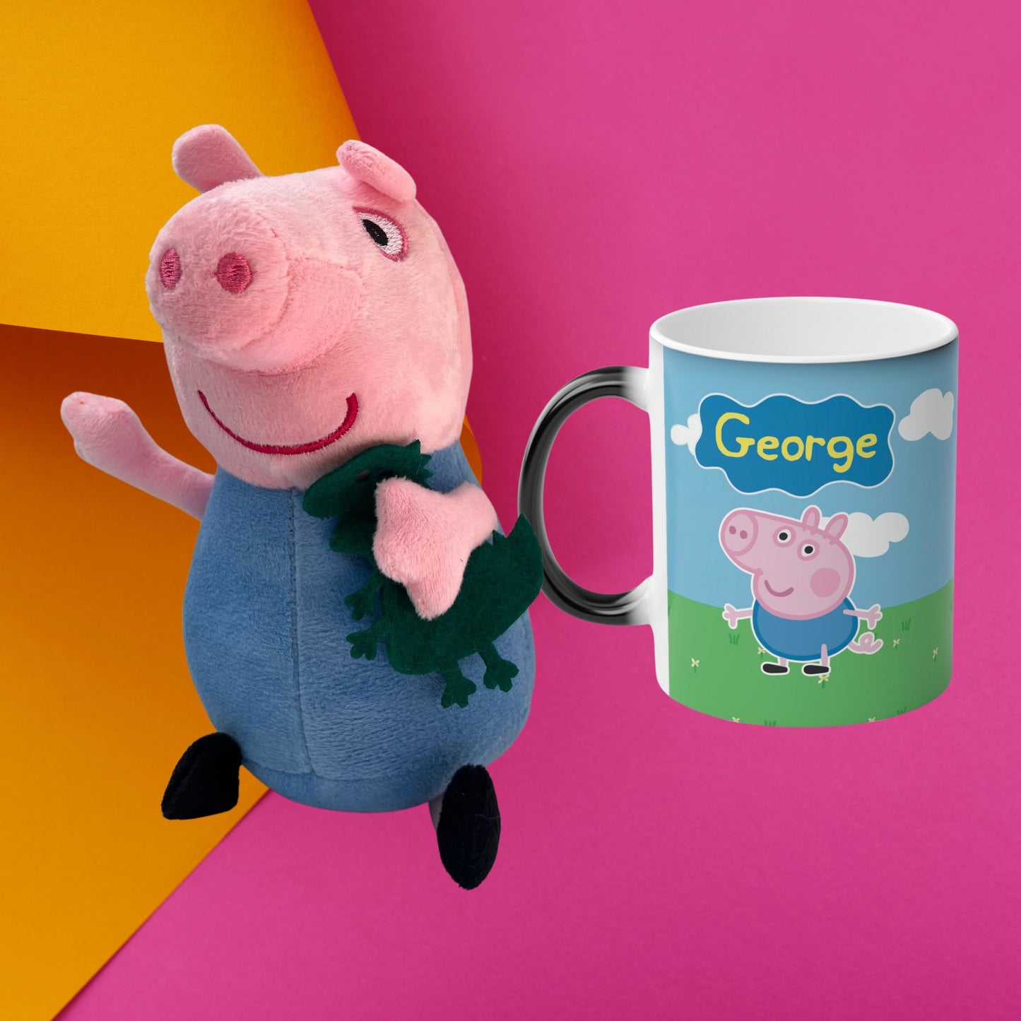 George Peppa Pig Kit Regalo Peluche Cariñoso + Taza Mágica Personalizada