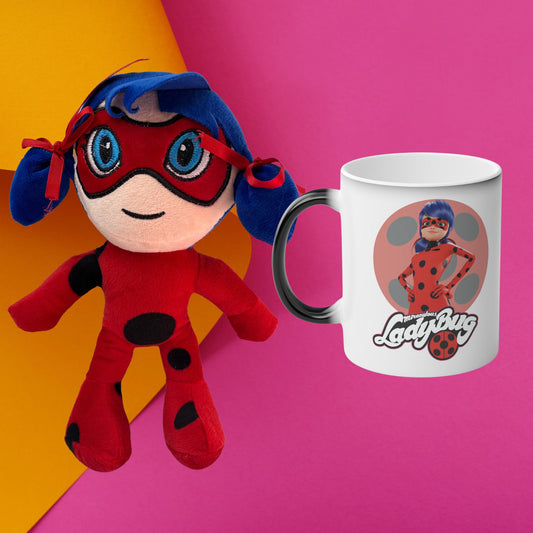 Ladybug Miraculous Kit Regalo Peluche Cariñoso + Taza Mágica Personalizada