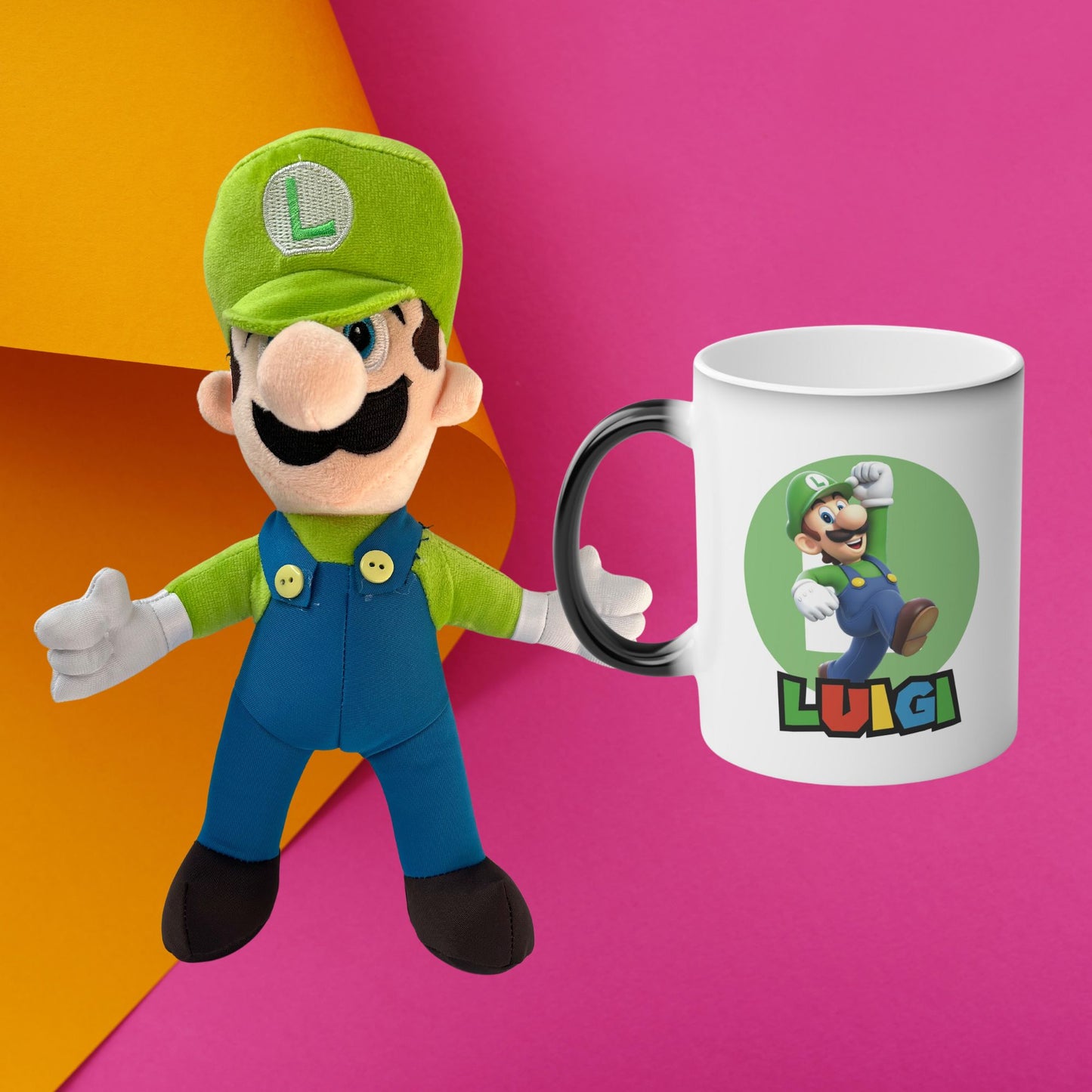 Luigi Kit Regalo Peluche Cariñoso + Taza Mágica Personalizada