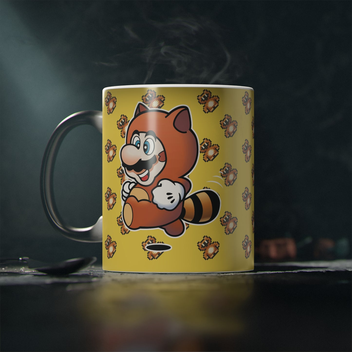 Mario Tanooki Kit Regalo Peluche Cariñoso + Taza Mágica Personalizada