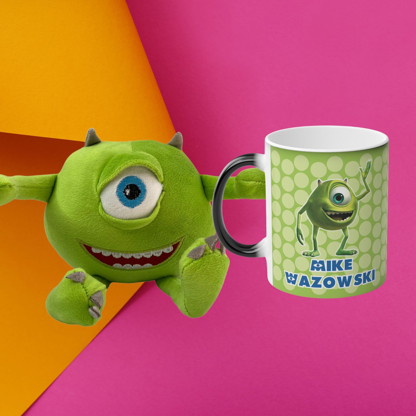 Mike Wazowski Kit Regalo Peluche Cariñoso + Taza Mágica Personalizada