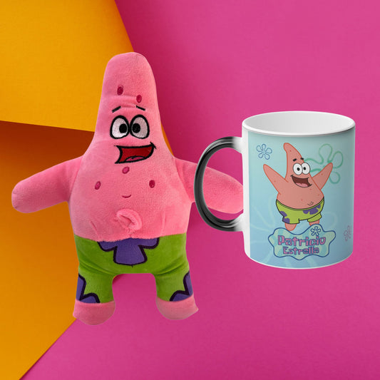 Patricio Estrella Kit Regalo Peluche Cariñoso + Taza Mágica Personalizada