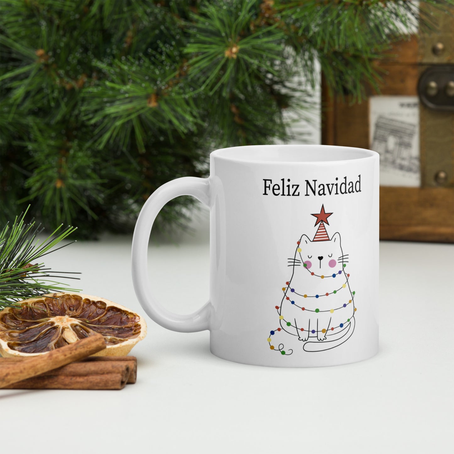 Gato Feliz Navidad Taza