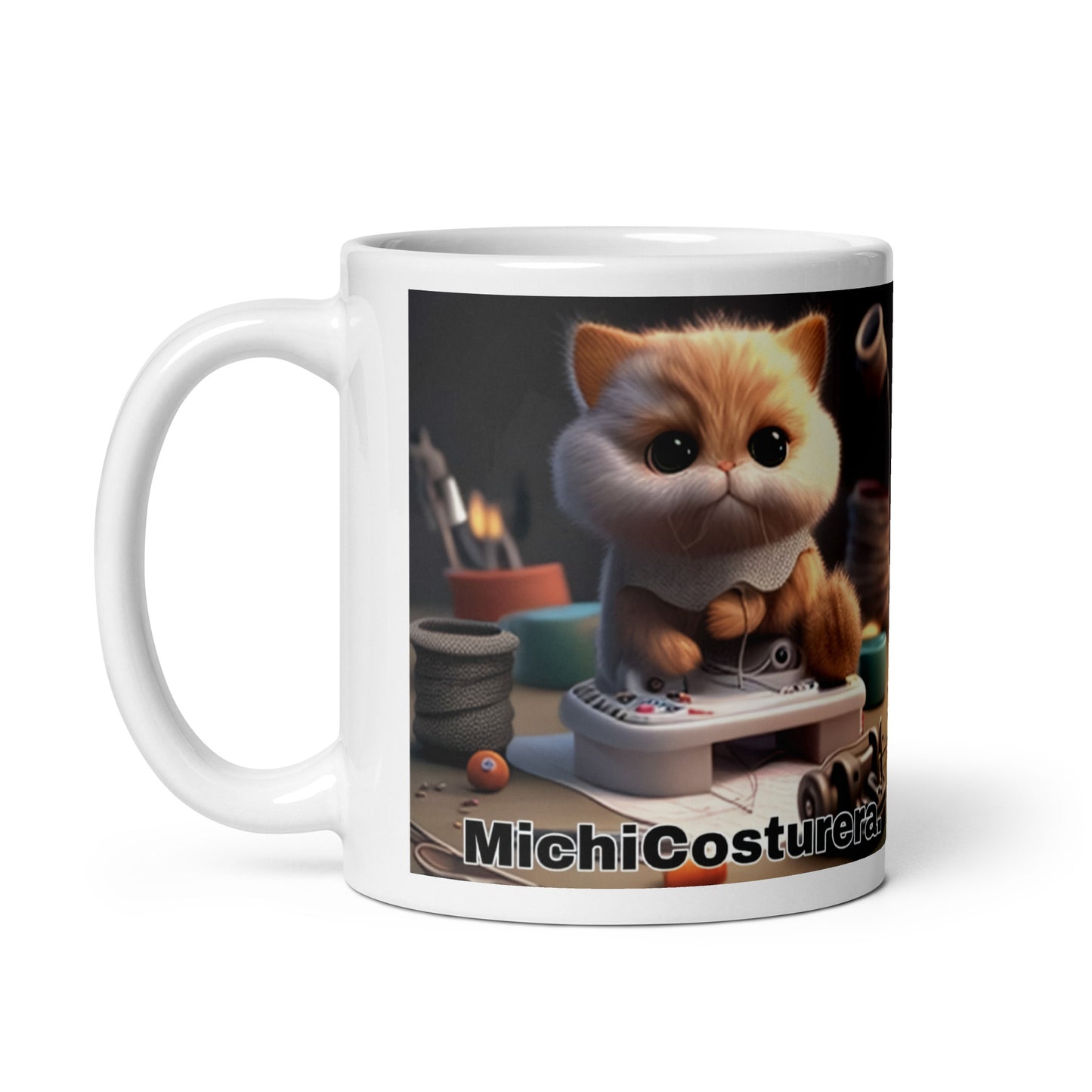 Gato Profesiones Michi Costurera Taza