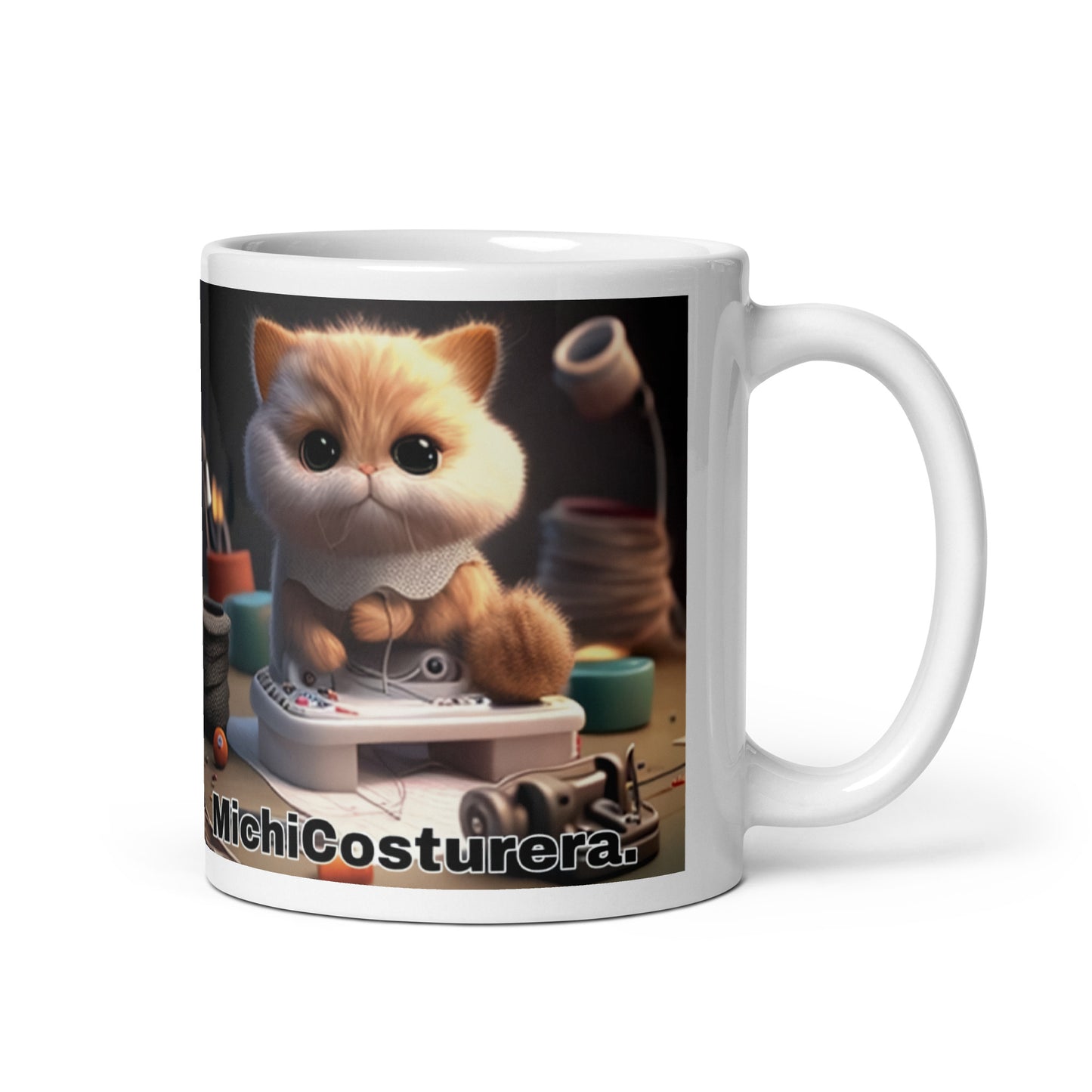 Gato Profesiones Michi Costurera Taza