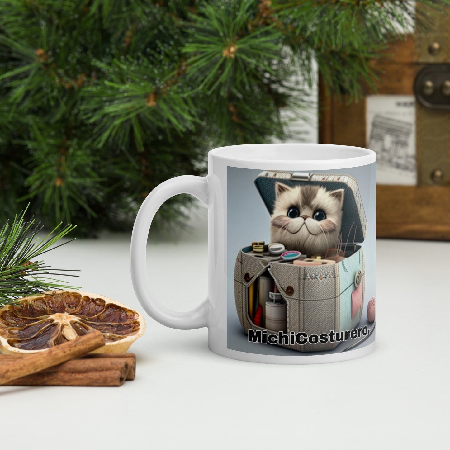 Gato Profesiones Michi Costurero Taza